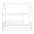 Lit double et lit au sol Whisen, structure en bois avec clôture pour des espaces de sommeil sûrs et imaginatifs pour les enfants