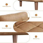 Canapé 3 places, canapé en similicuir de 83 po de large avec coussin à ressorts, canapé moderne avec sièges profonds orange