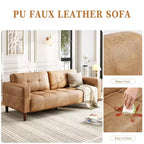 Canapé 3 places, canapé en similicuir de 83 po de large avec coussin à ressorts, canapé moderne avec sièges profonds orange