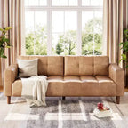 Canapé 3 places, canapé en similicuir de 83 po de large avec coussin à ressorts, canapé moderne avec sièges profonds orange