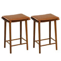 Costway 25.5 Barstool Set of 2 Dining Barstools w/ Footrest & Removable Cushion Rubber Wood & Acacia Wood Frame