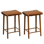 Costway 25.5 Barstool Set of 2 Dining Barstools w/ Footrest & Removable Cushion Rubber Wood & Acacia Wood Frame