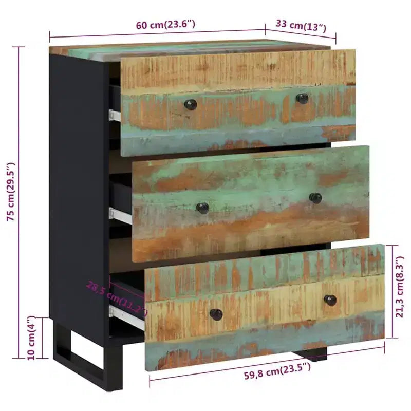 vidaXL Buffet Nuances de vert, bleu, orange et rouge