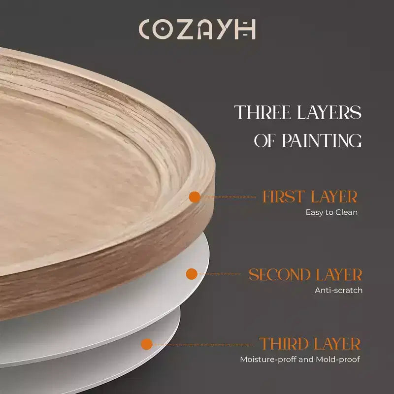 COZAYH Table basse ronde rustique Plateau en bois, Accent, Rangement central, Blanche
