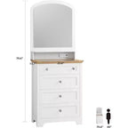 Commode à 4 tiroirs DobleePy avec miroir, bande LED et station de recharge, coiffeuse de maquillage moderne pour chambre à coucher, entrée, petit espace
