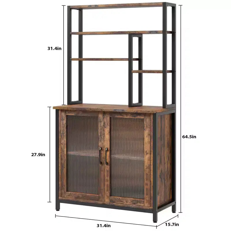 Étagère de boulanger avec armoire à 5 niveaux, support pour micro-ondes de 162 cm, étagère de boulanger autoportante avec porte, grande étagère de boulanger, station de café, cuisine