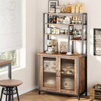 Étagère de boulanger avec armoire à 5 niveaux, support pour micro-ondes de 162 cm, étagère de boulanger autoportante avec porte, grande étagère de boulanger, station de café, cuisine