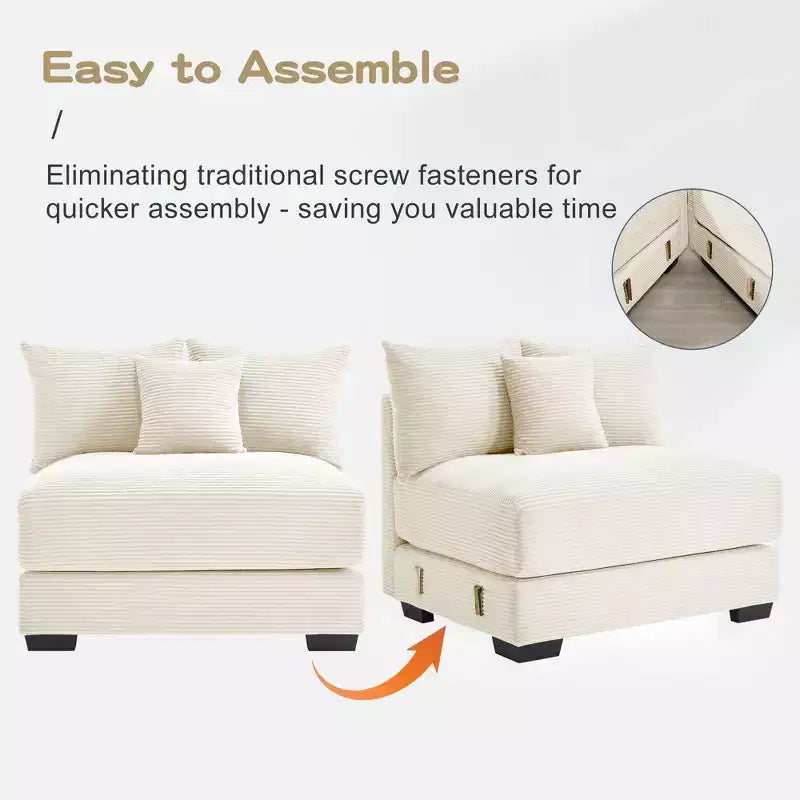 Canapé modulaire nuage surdimensionné, canapés modulaires convertibles avec assise profonde et accoudoirs extra-larges