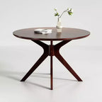 Table de salle à manger/cuisine ronde en bois massif de 120 cm pour 4 à 6 personnes avec piédestal entrecroisé