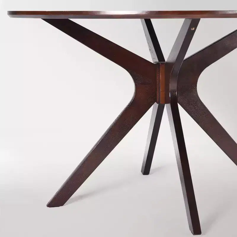 Table de salle à manger/cuisine ronde en bois massif de 120 cm pour 4 à 6 personnes avec piédestal entrecroisé