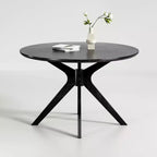 Table de salle à manger/cuisine ronde en bois massif de 120 cm pour 4 à 6 personnes avec piédestal entrecroisé