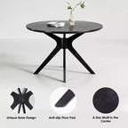 Table de salle à manger/cuisine ronde en bois massif de 120 cm pour 4 à 6 personnes avec piédestal entrecroisé