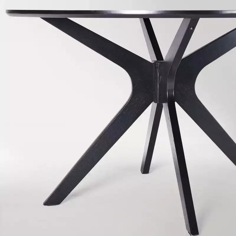 Table de salle à manger/cuisine ronde en bois massif de 120 cm pour 4 à 6 personnes avec piédestal entrecroisé