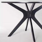 Table de salle à manger/cuisine ronde en bois massif de 120 cm pour 4 à 6 personnes avec piédestal entrecroisé