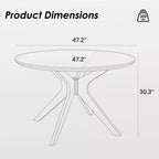Table de salle à manger/cuisine ronde en bois massif de 120 cm pour 4 à 6 personnes avec piédestal entrecroisé