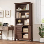 DobleePy Meuble à chaussures étroit autonome en bois avec tiroir, porte escamotable 2/3, cannage dissimulé, noir + chêne, largeur 99 cm, pour entrée