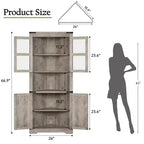 Meuble de Rangement d'Angle Haut de 67 po, Vaisselier d'Angle de Style Ferme avec Portes Vitrées, Organisateur de Rangement en Bois