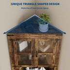 Meuble de Rangement d'Angle Haut de 67 po, Vaisselier d'Angle de Style Ferme avec Portes Vitrées, Organisateur de Rangement en Bois