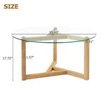 Table basse ronde moderne Zeus & Ruta en verre avec base en bois robuste