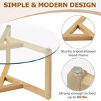 Table basse ronde moderne Zeus & Ruta en verre avec base en bois robuste