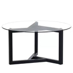 Table basse ronde moderne Zeus & Ruta en verre avec base en bois robuste