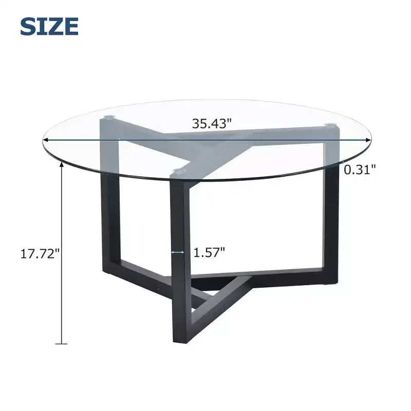 Table basse ronde moderne Zeus & Ruta en verre avec base en bois robuste