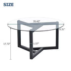 Table basse ronde moderne Zeus & Ruta en verre avec base en bois robuste