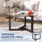 Table basse ronde moderne Zeus & Ruta en verre avec base en bois robuste