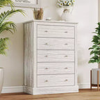 HOMCOM Commode de chambre à coucher de style campagnard avec 5 tiroirs, commode de 80 cm de large