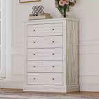HOMCOM Commode de chambre à coucher de style campagnard avec 5 tiroirs, commode de 80 cm de large