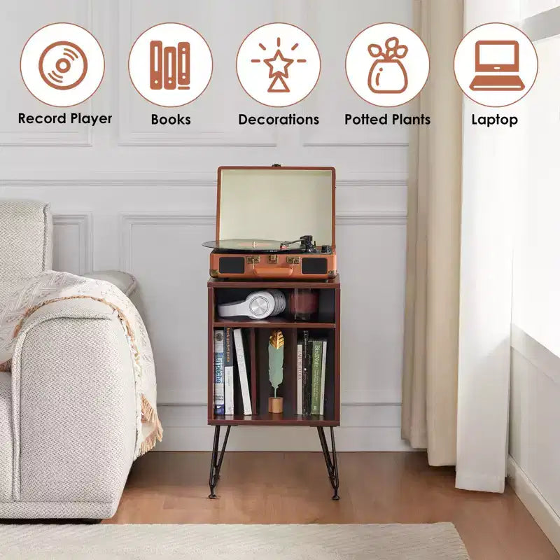 Meuble de rangement PexFix pour disques vinyles, convient aux meubles et tables de platine vinyle, pour salons, avec pieds