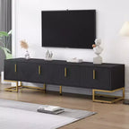CLIHOME Meuble TV moderne pour téléviseurs jusqu'à 80 pouces, Console multimédia avec placards et étagères réglables