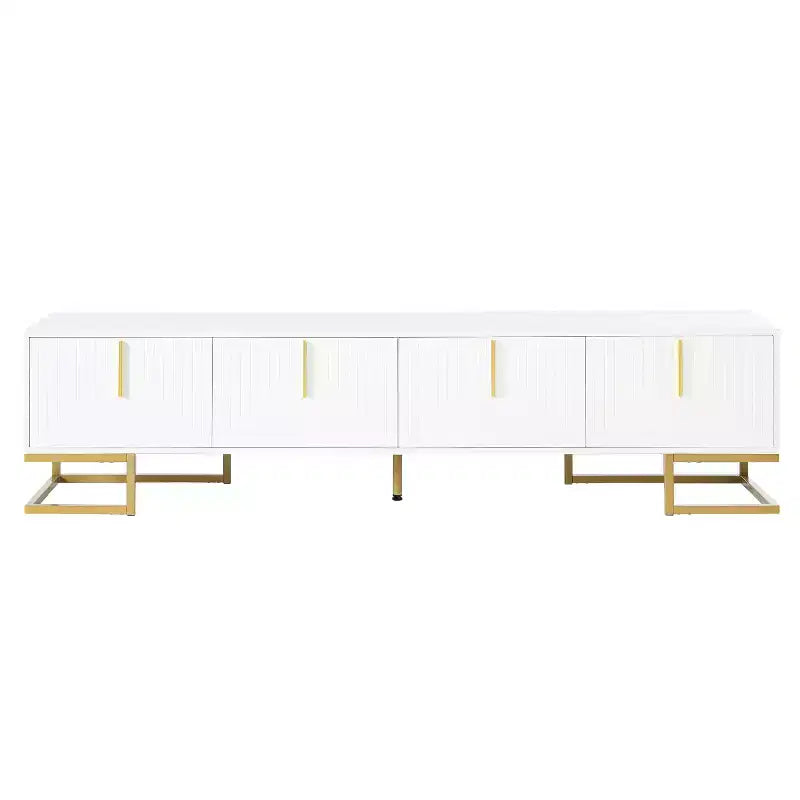 CLIHOME Meuble TV moderne pour téléviseurs jusqu'à 80 pouces, Console multimédia avec placards et étagères réglables