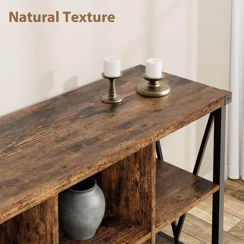 Meuble de rangement à cubes, étagère avec 8 compartiments C Table console de style rustique pour entrée, salon