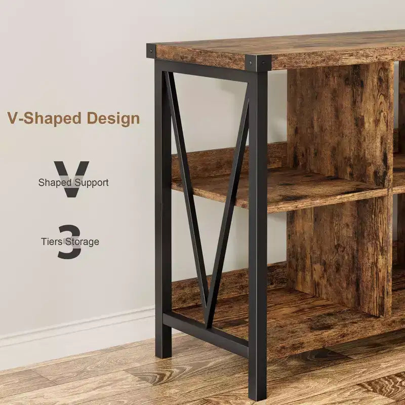 Meuble de rangement à cubes, étagère avec 8 compartiments C Table console de style rustique pour entrée, salon