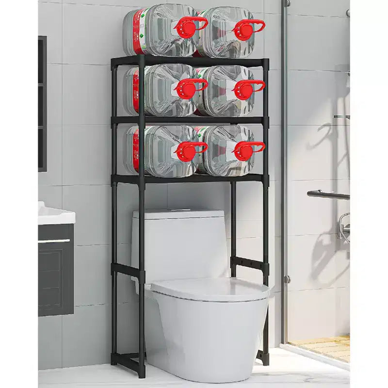 Armoire de rangement à placer au-dessus des toilettes - Étagère de salle de bain autoportante en métal à 3 niveaux, gain de place sans perçage, compatible avec la plupart des toilettes