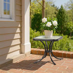VINGLI Table d'appoint d'extérieur, Table de patio de 18 po avec cadre en acier et plateau en verre trempé, Petites tables résistantes aux intempéries pour balcon, jardin, piscine