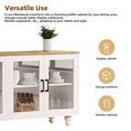 Meuble TV de ferme CLIHOME pour téléviseurs jusqu'à 70 pouces, centre de divertissement avec étagères et portes en verre trempé
