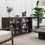 PexFix 31x62x16 Meuble de rangement avec 4 portes et espace de rangement, organisateur polyvalent pour cuisine, salon, noir