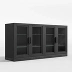 PexFix 31x62x16 Meuble de rangement avec 4 portes et espace de rangement, organisateur polyvalent pour cuisine, salon, noir