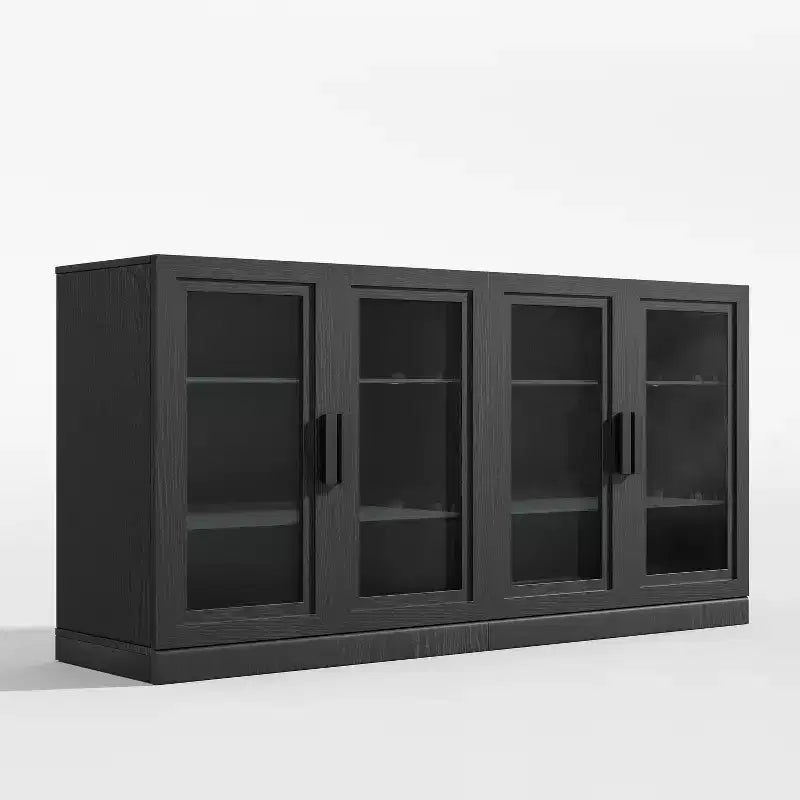 PexFix 31x62x16 Meuble de rangement avec 4 portes et espace de rangement, organisateur polyvalent pour cuisine, salon, noir
