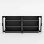 PexFix 31x62x16 Meuble de rangement avec 4 portes et espace de rangement, organisateur polyvalent pour cuisine, salon, noir