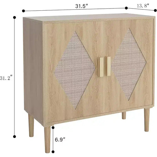 Acekool – Buffet de salle à manger deux pièces avec portes en rotin tressé, étagères réglables et grand espace de rangement pour salon, salle à manger et cuisine