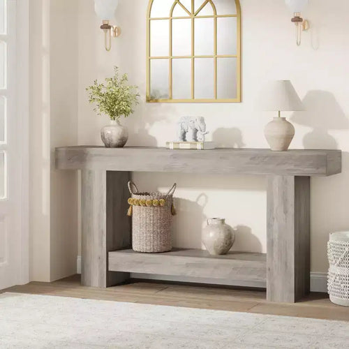 63 Console Table, 2-Tier Farmhouse Narrow Entryway Table , Sofa Table, Console Tables for Entryway