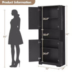 Meuble de cuisine CuisinSmart de 70 pouces de haut, Armoire de rangement sur pied avec 4 portes et étagères réglables, Grand meuble en bois pour bar à café et rangements utilitaires