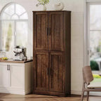 Meuble de cuisine CuisinSmart de 70 pouces de haut, Armoire de rangement sur pied avec 4 portes et étagères réglables, Grand meuble en bois pour bar à café et rangements utilitaires