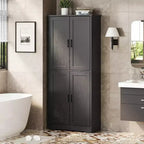 Meuble de cuisine CuisinSmart de 70 pouces de haut, Armoire de rangement sur pied avec 4 portes et étagères réglables, Grand meuble en bois pour bar à café et rangements utilitaires