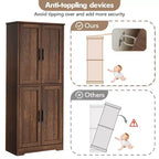 Meuble de cuisine CuisinSmart de 70 pouces de haut, Armoire de rangement sur pied avec 4 portes et étagères réglables, Grand meuble en bois pour bar à café et rangements utilitaires