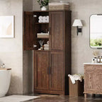 Meuble de cuisine CuisinSmart de 70 pouces de haut, Armoire de rangement sur pied avec 4 portes et étagères réglables, Grand meuble en bois pour bar à café et rangements utilitaires