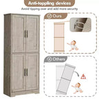 Meuble de cuisine CuisinSmart de 70 pouces de haut, Armoire de rangement sur pied avec 4 portes et étagères réglables, Grand meuble en bois pour bar à café et rangements utilitaires